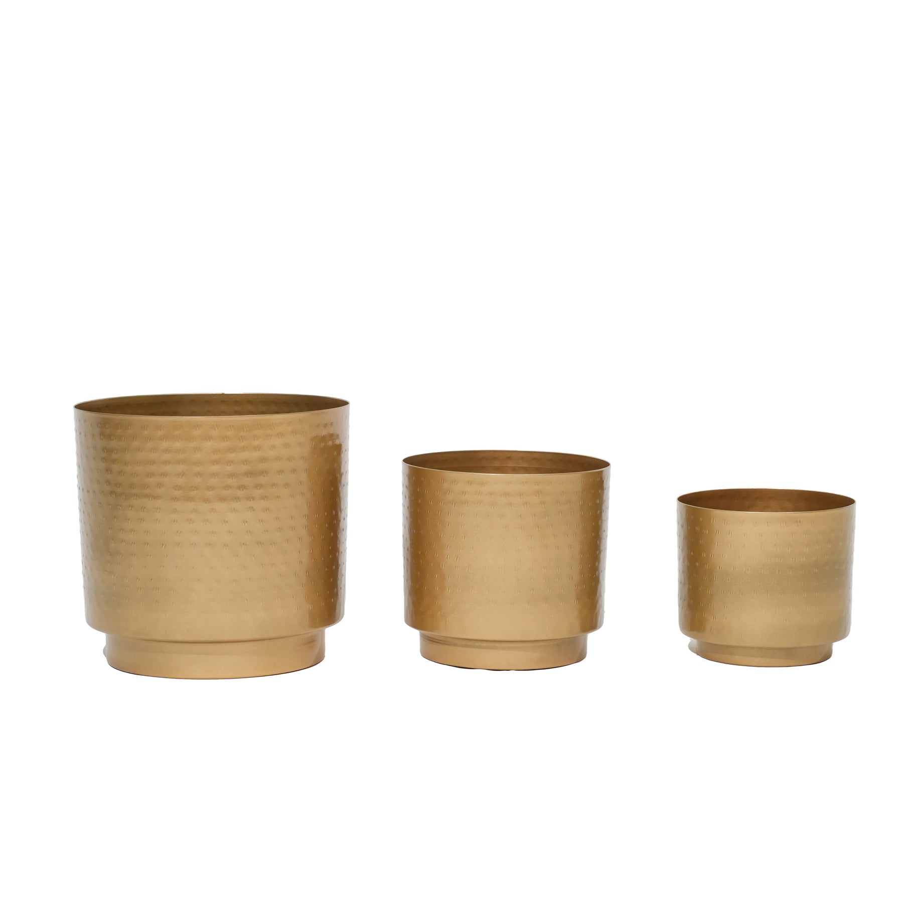 Gold Hammered Metal Planters Set of 3