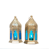 Blue Moroccan Lantern set of 2