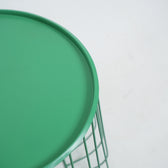 Metal Round Wire Side Table with Storage in Green for Living Room