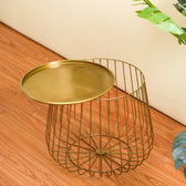 Golden Round Wire Side Table
