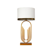 Modern Gold Table Lamp for Living Room & Bedroom | Table Lamp with Gold Ring Shade
