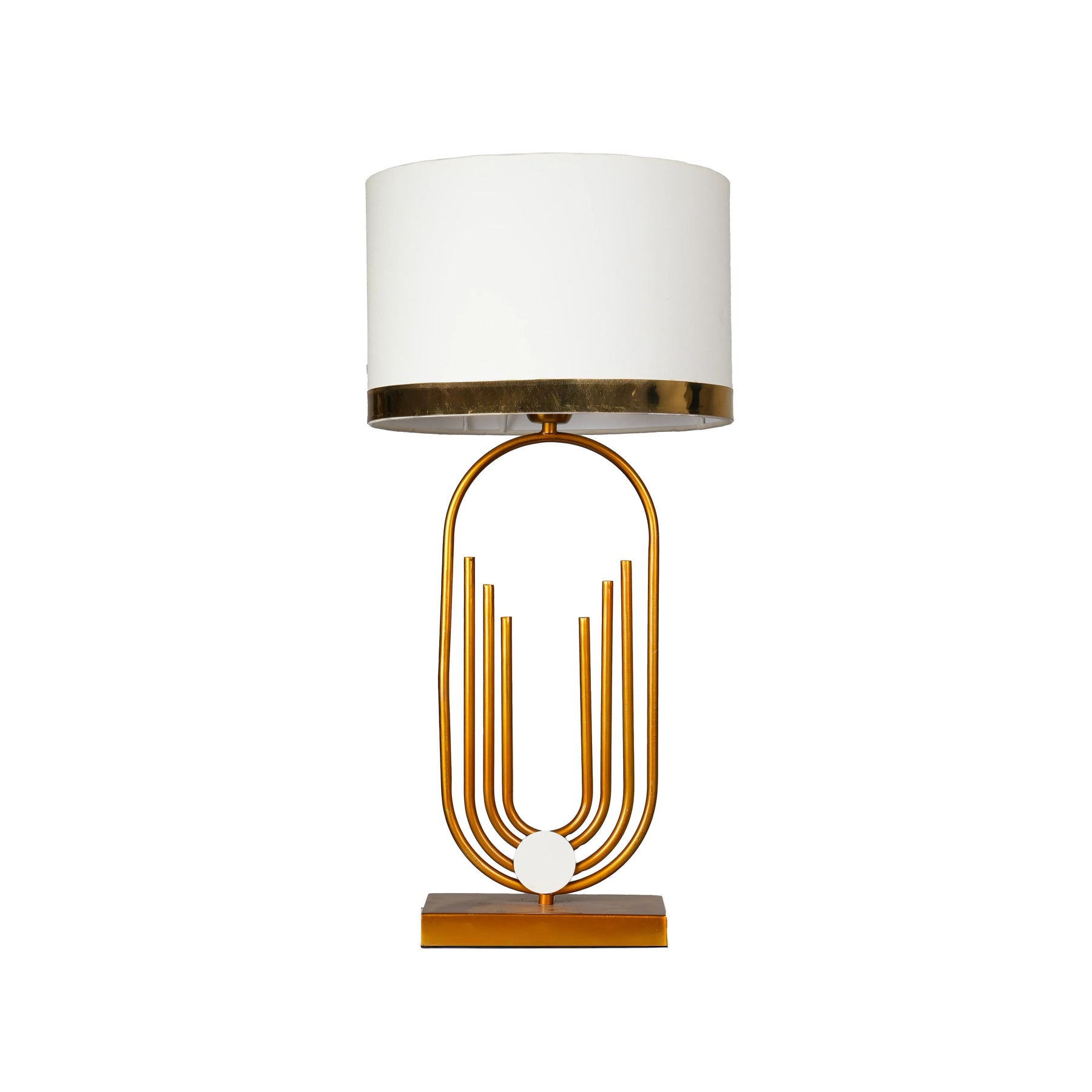 Modern Gold Table Lamp for Living Room & Bedroom | Table Lamp with Gold Ring Shade