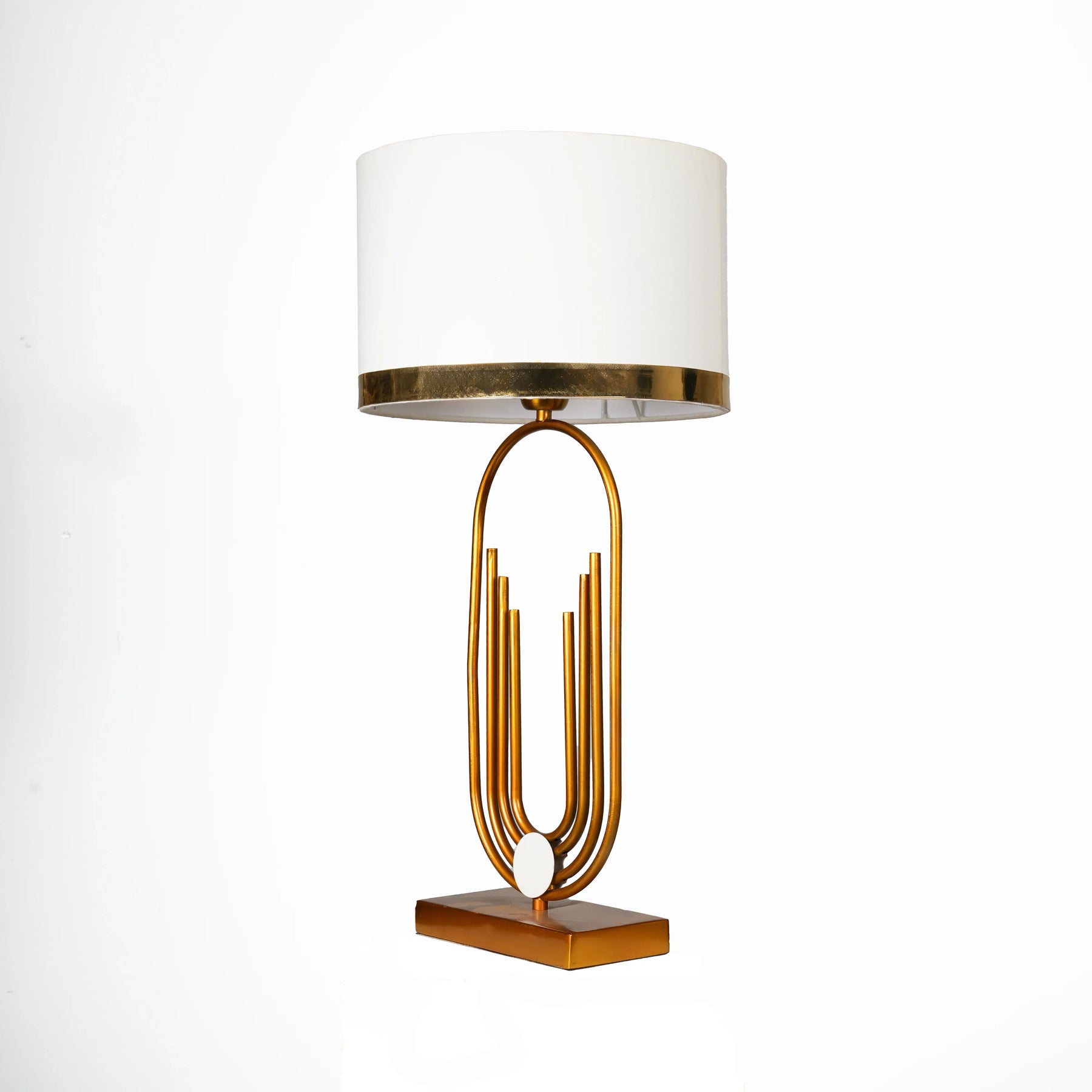Modern Gold Table Lamp for Living Room & Bedroom | Table Lamp with Gold Ring Shade