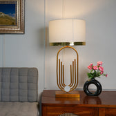 Modern Gold Table Lamp for Living Room & Bedroom | Table Lamp with Gold Ring Shade