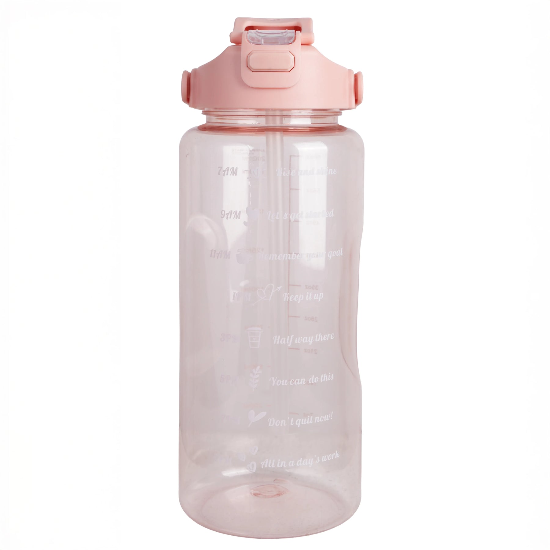 Premium Transparent Motivational Water Bottle in Pink