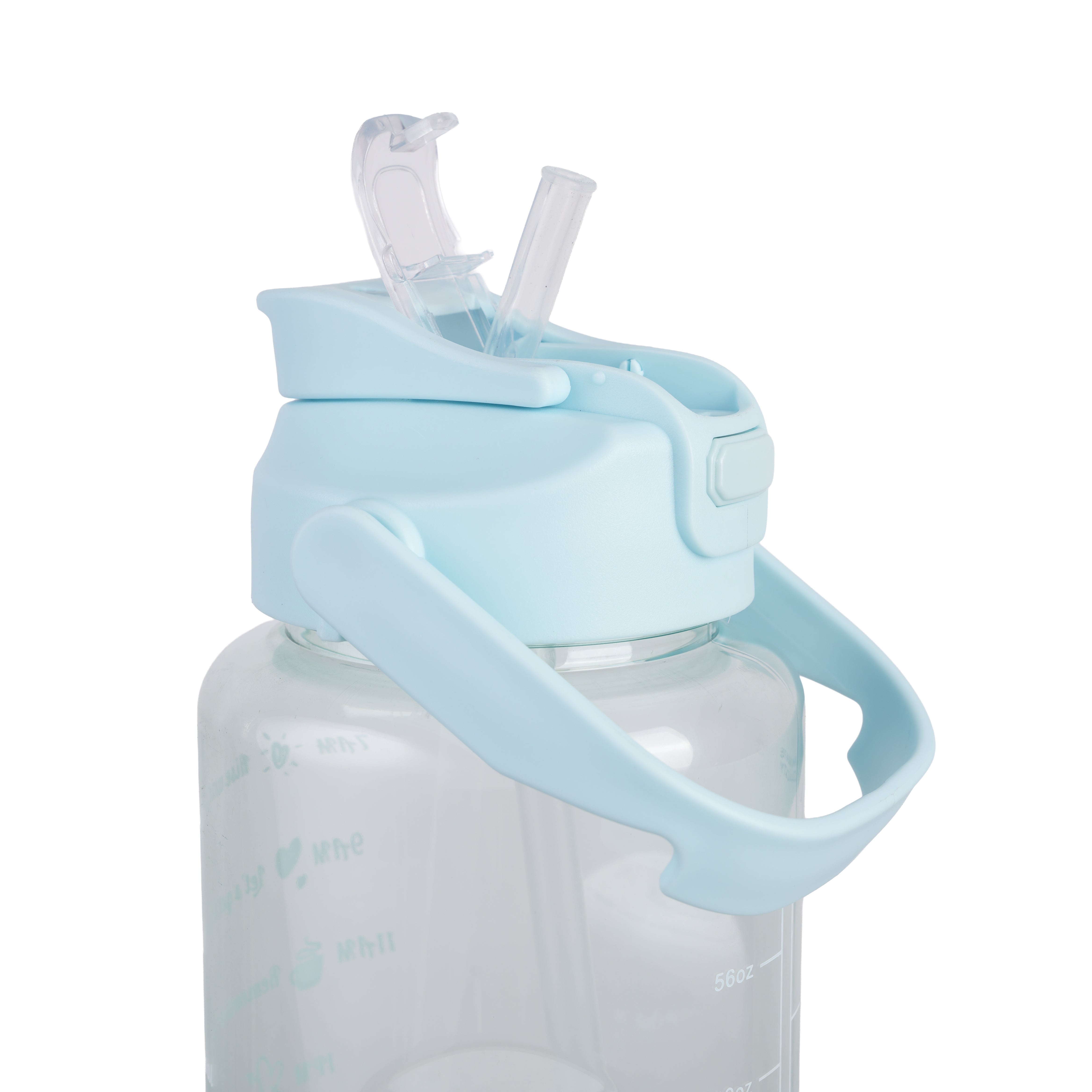 Premium Transparent Motivational Water Bottle in Sky Blue