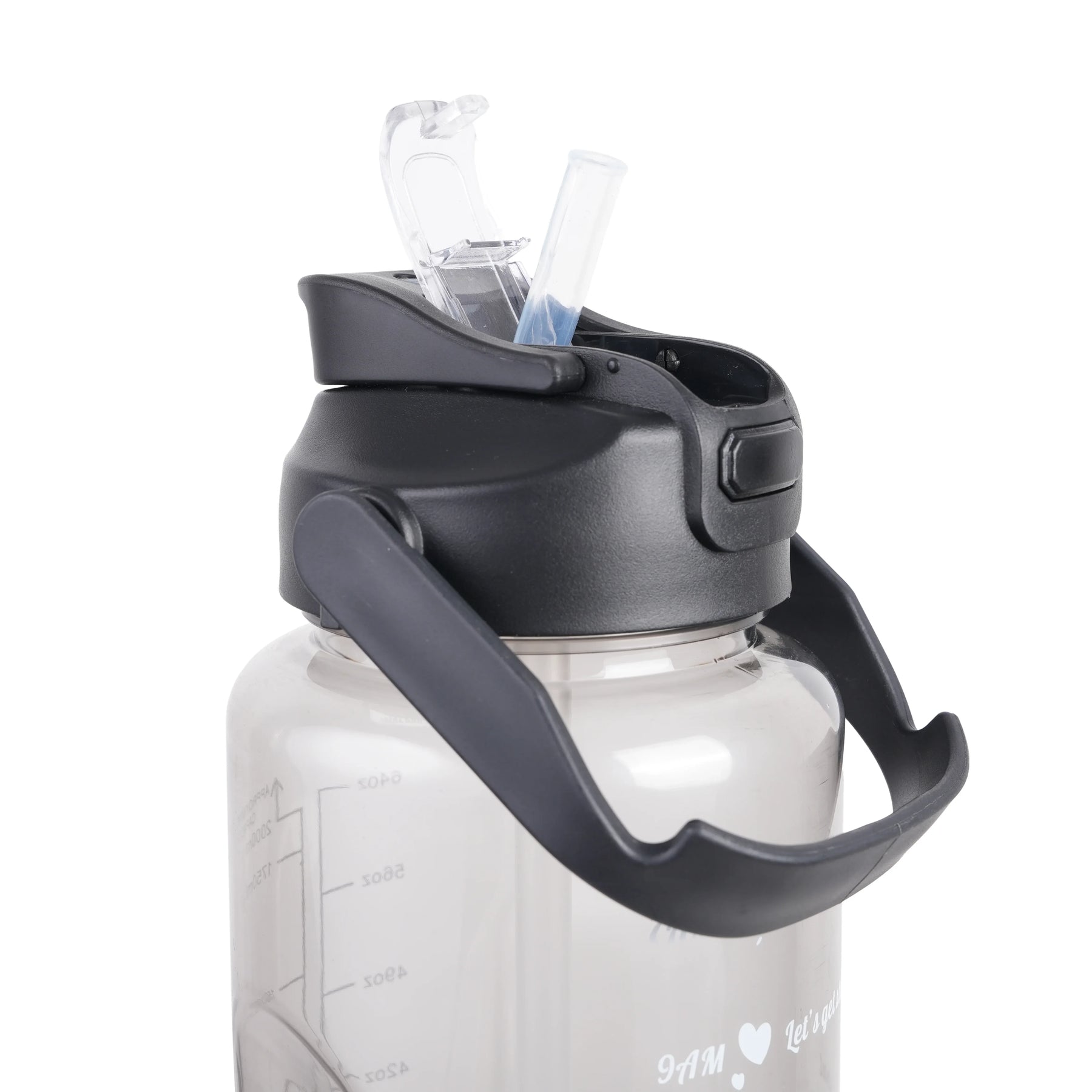 Premium Transparent Motivational Water Bottle in Black