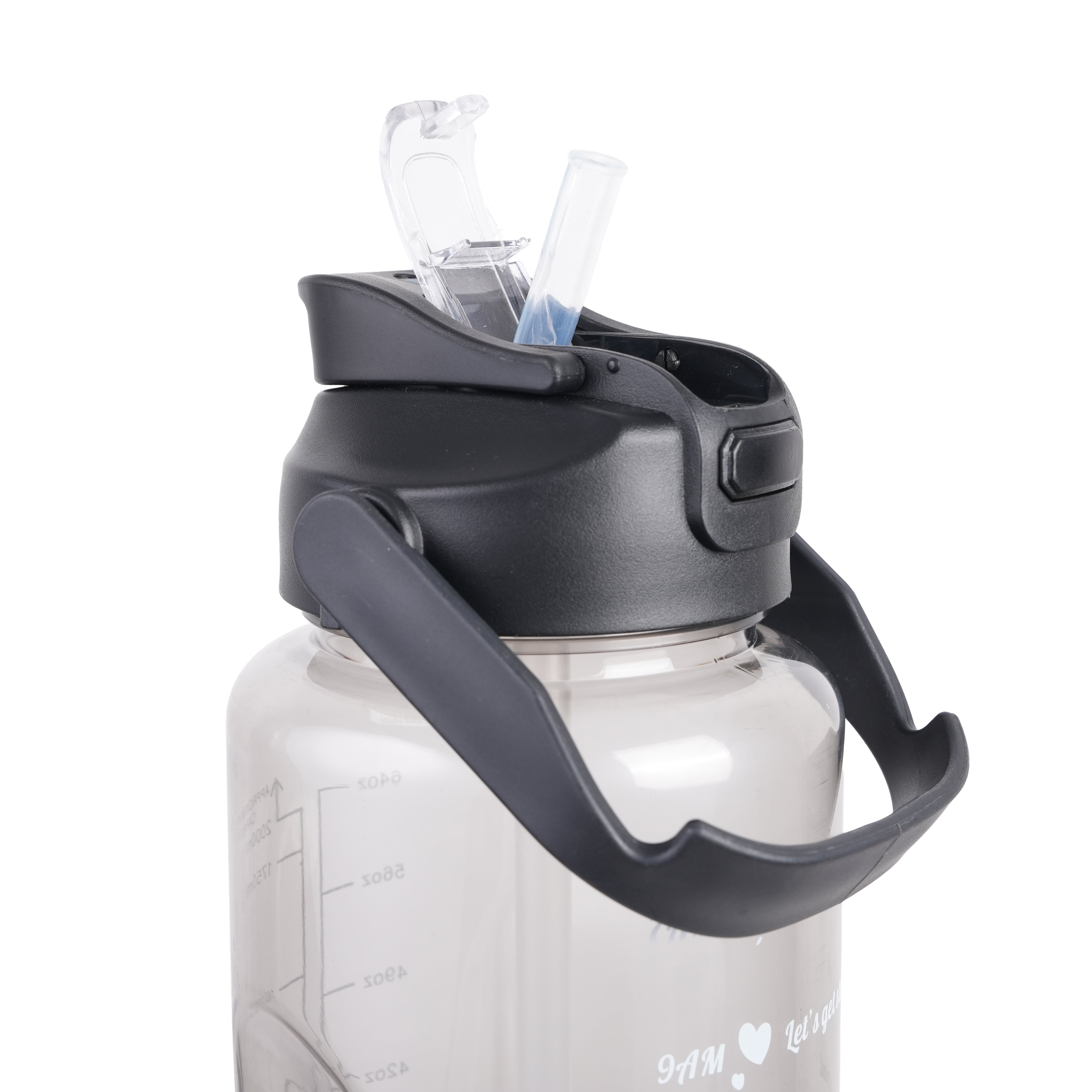 Premium Transparent Motivational Water Bottle in Black