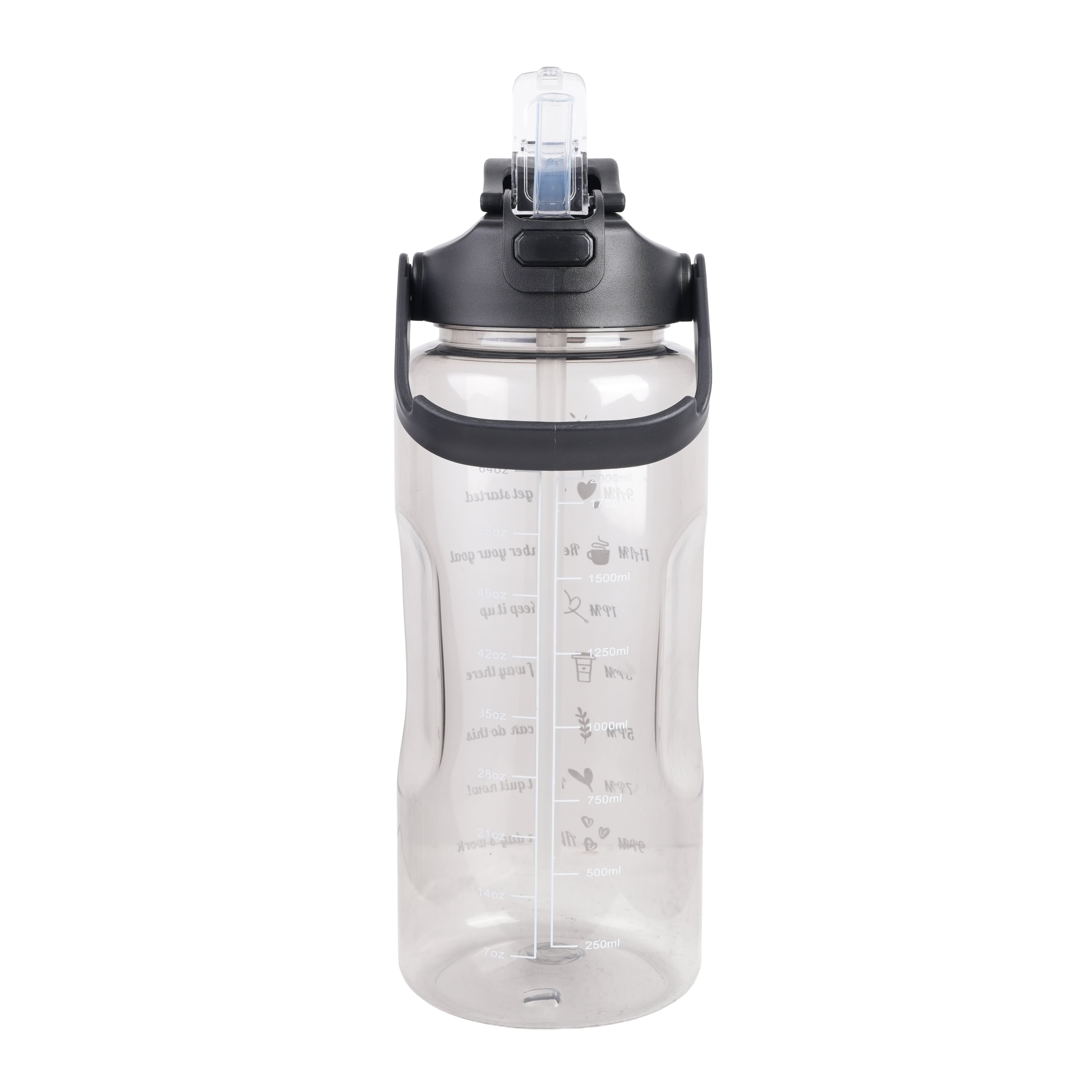 Premium Transparent Motivational Water Bottle in Black