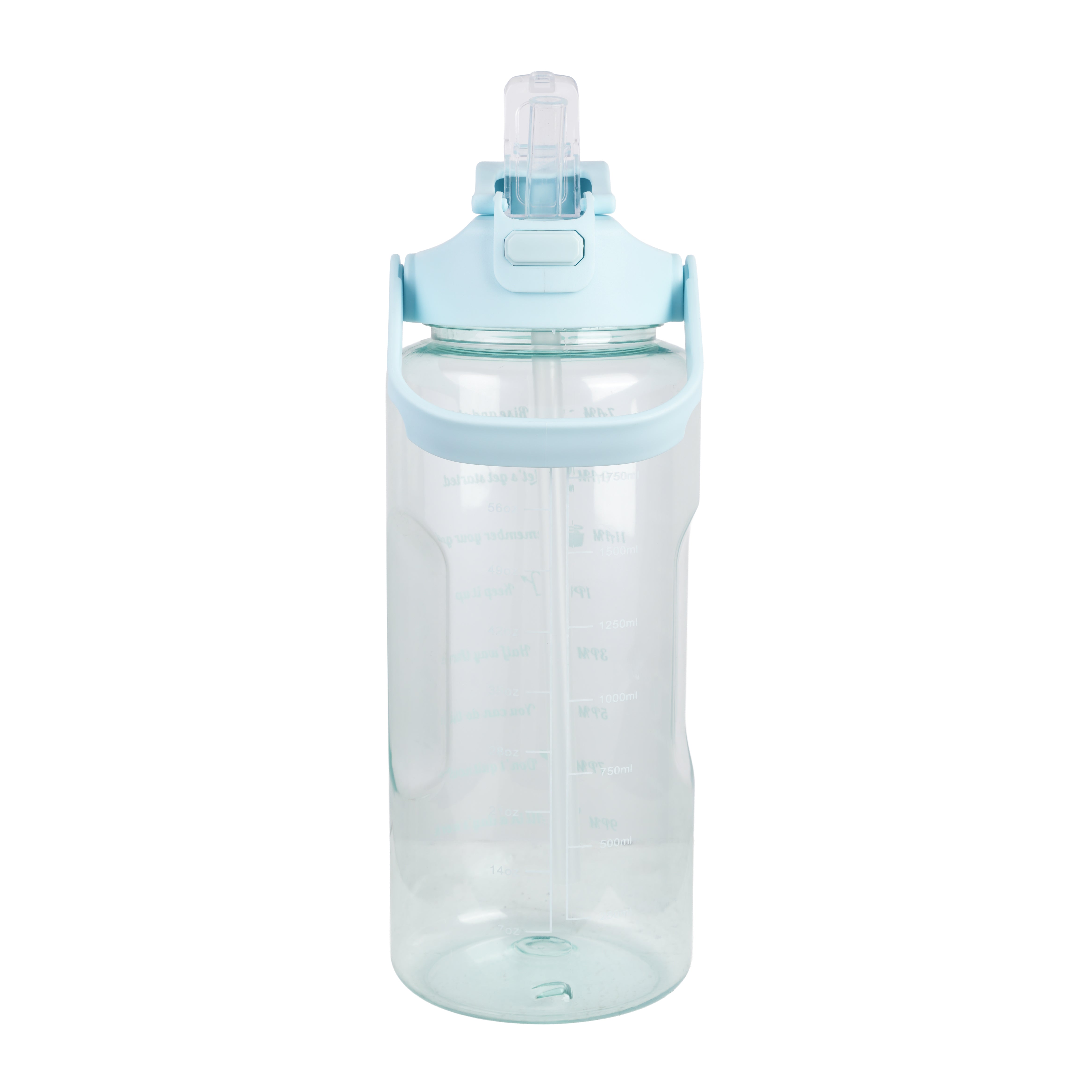 Premium Transparent Motivational Water Bottle in Sky Blue