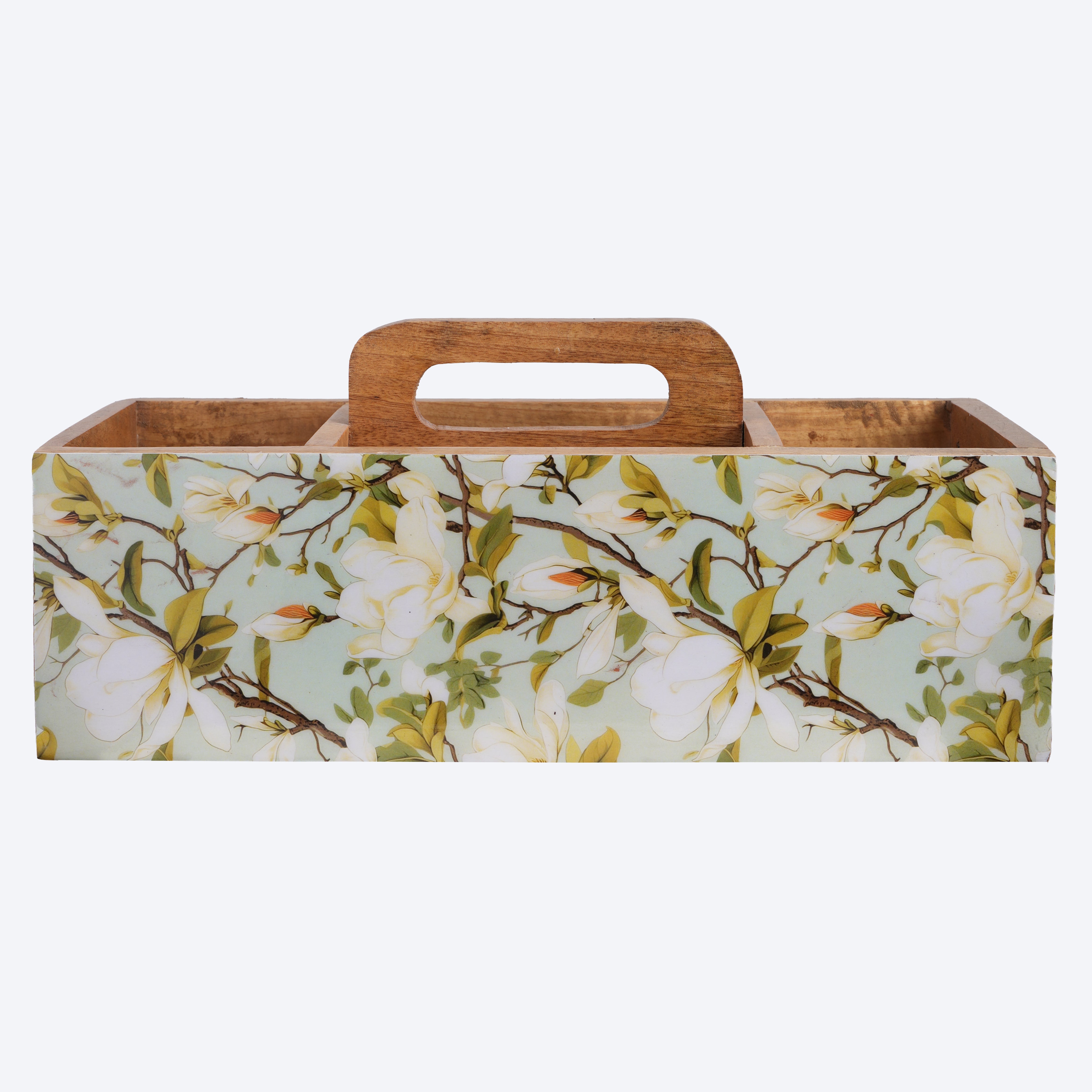 Wooden Tissue and Cutlery Holder Stand in Tropical