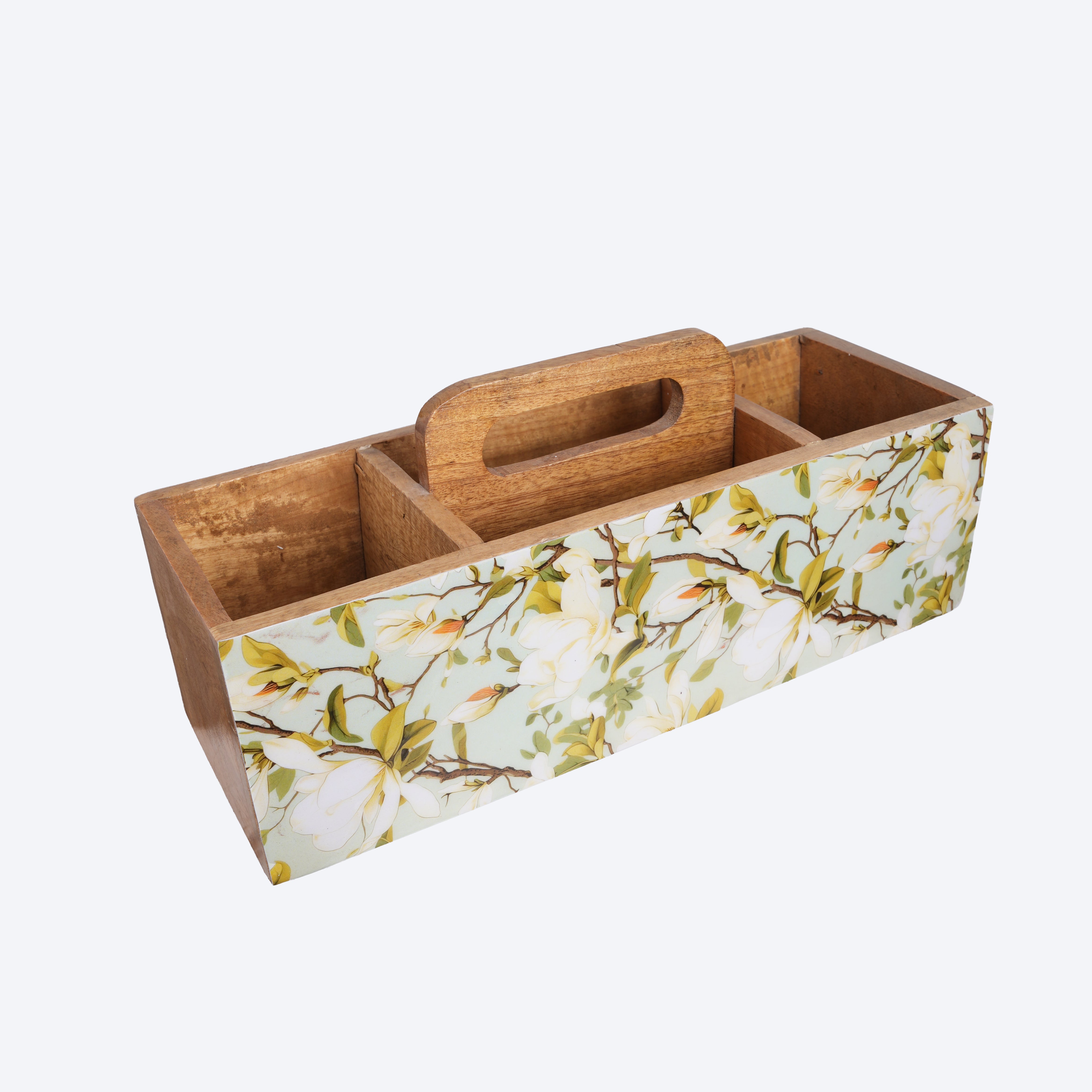 Wooden Tissue and Cutlery Holder Stand in Tropical