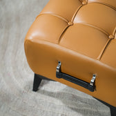 Modern Tufted Leather Ottoman with Handle