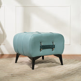 Modern Tufted Leather Ottoman with Handle
