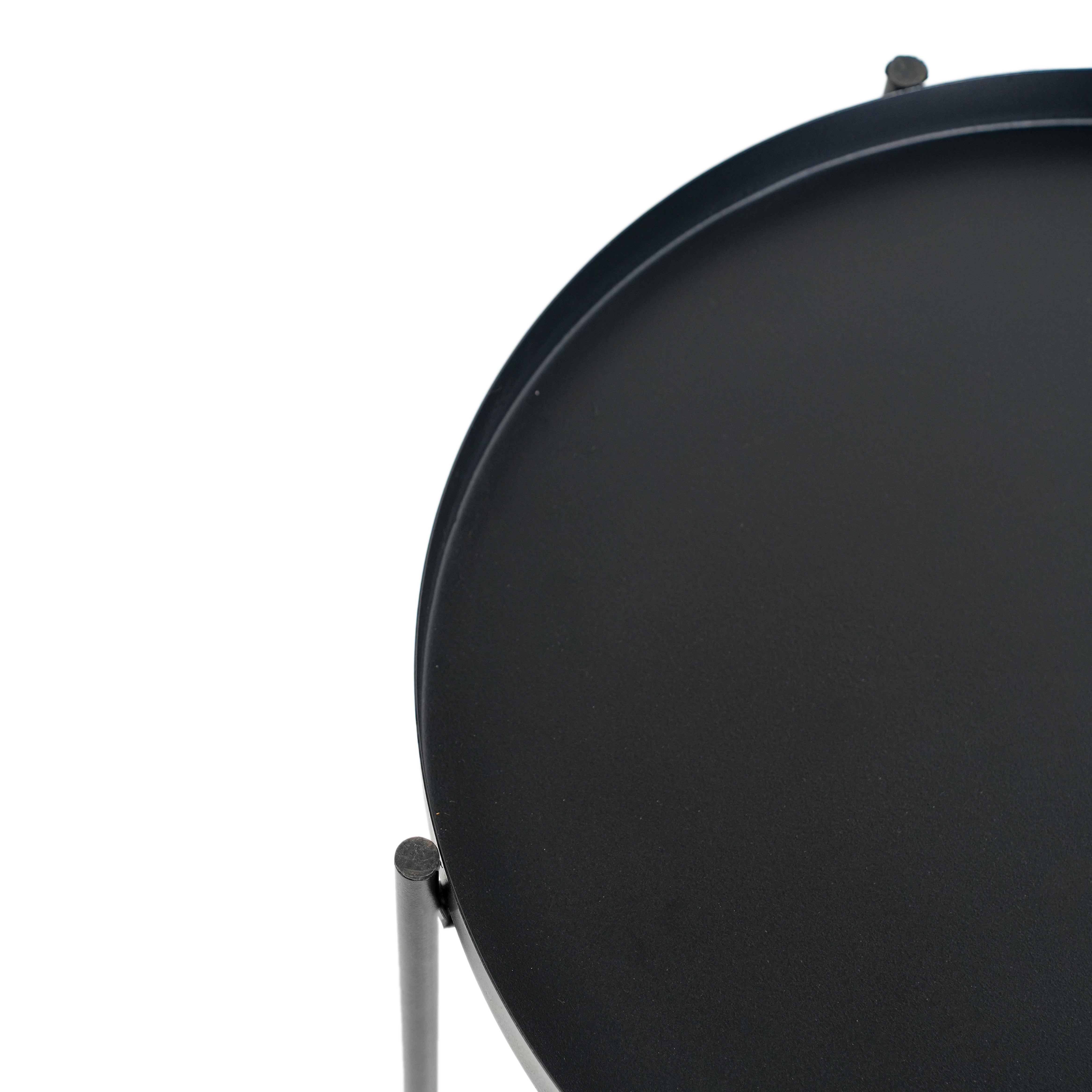 Modern Black Metal Tray Top Side Table with X-Frame Base