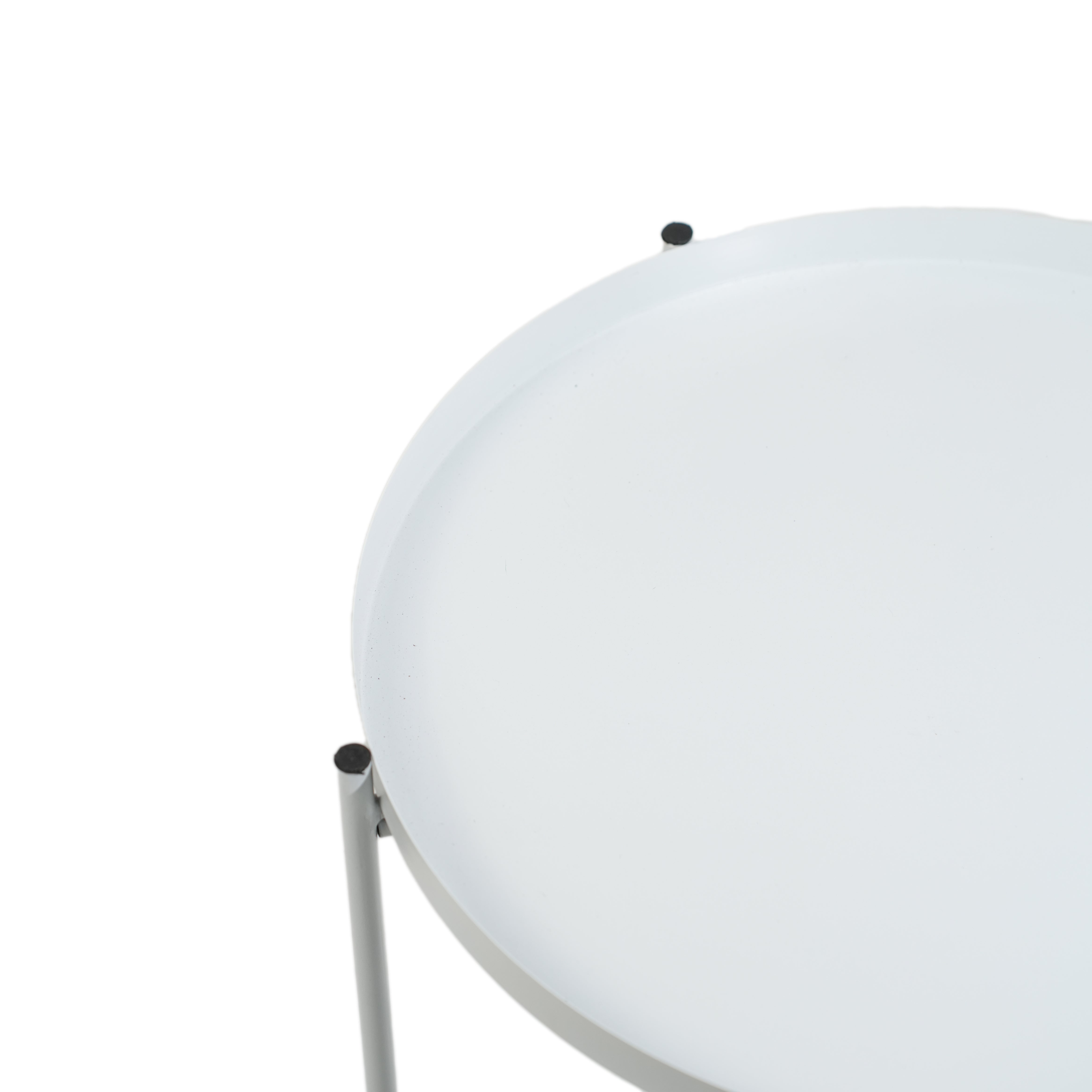 Modern White Metal Tray Top Side Table with X-Frame Base