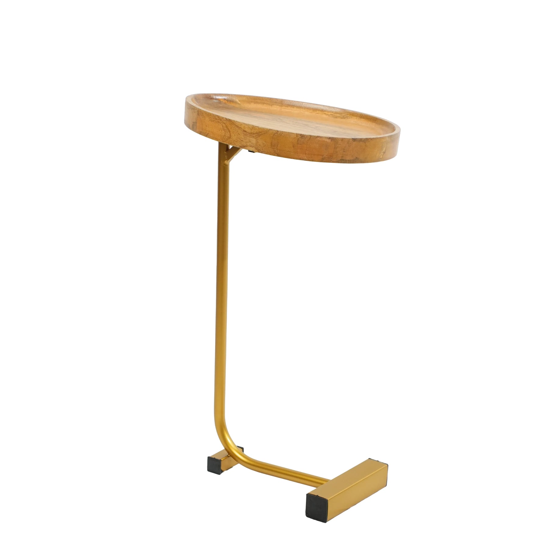 Wooden Tray Top C-Table with Golden Metal Base
