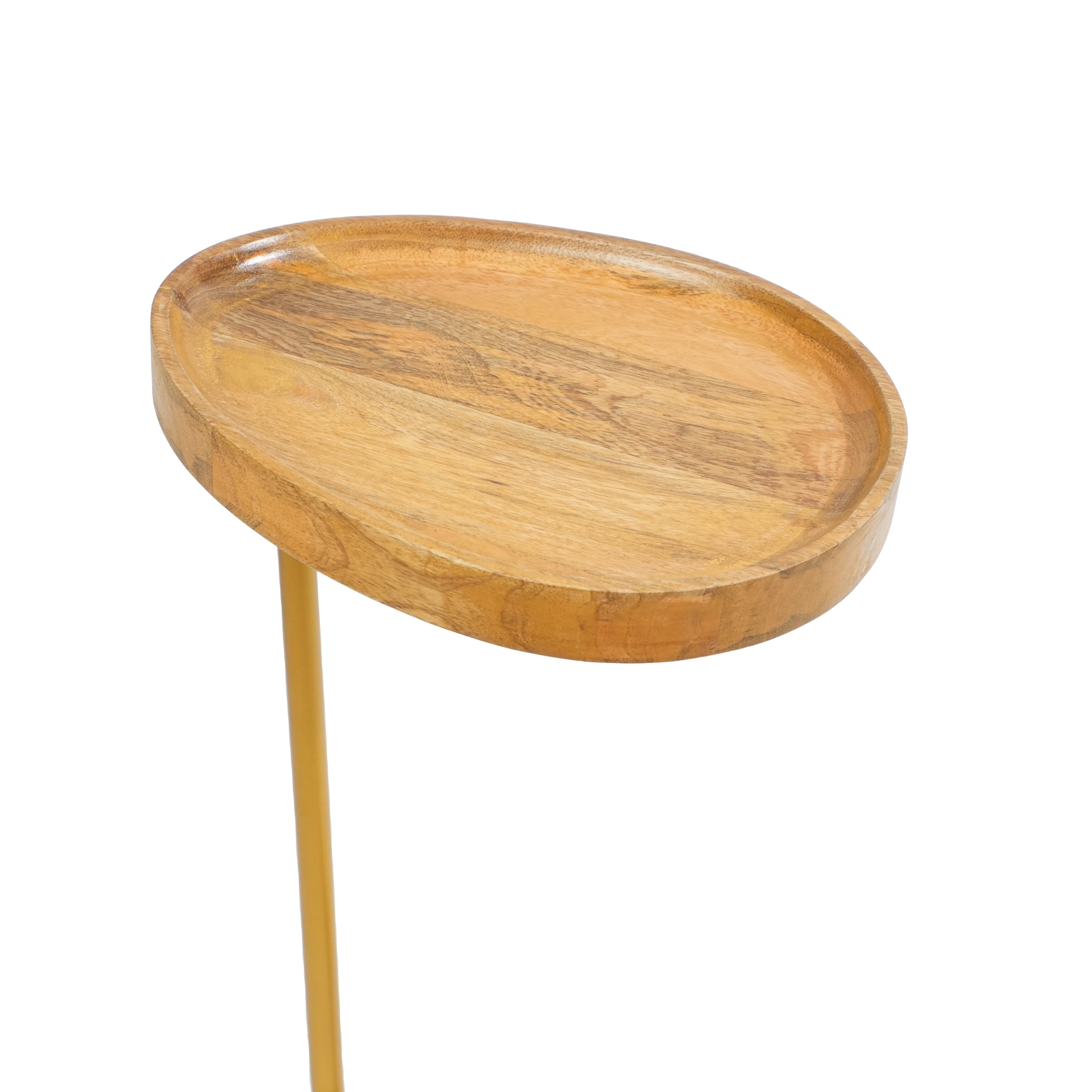 Wooden Tray Top C-Table with Golden Metal Base