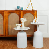Modern White Metal Nesting Side Tables - Set of 2 with Tray Top