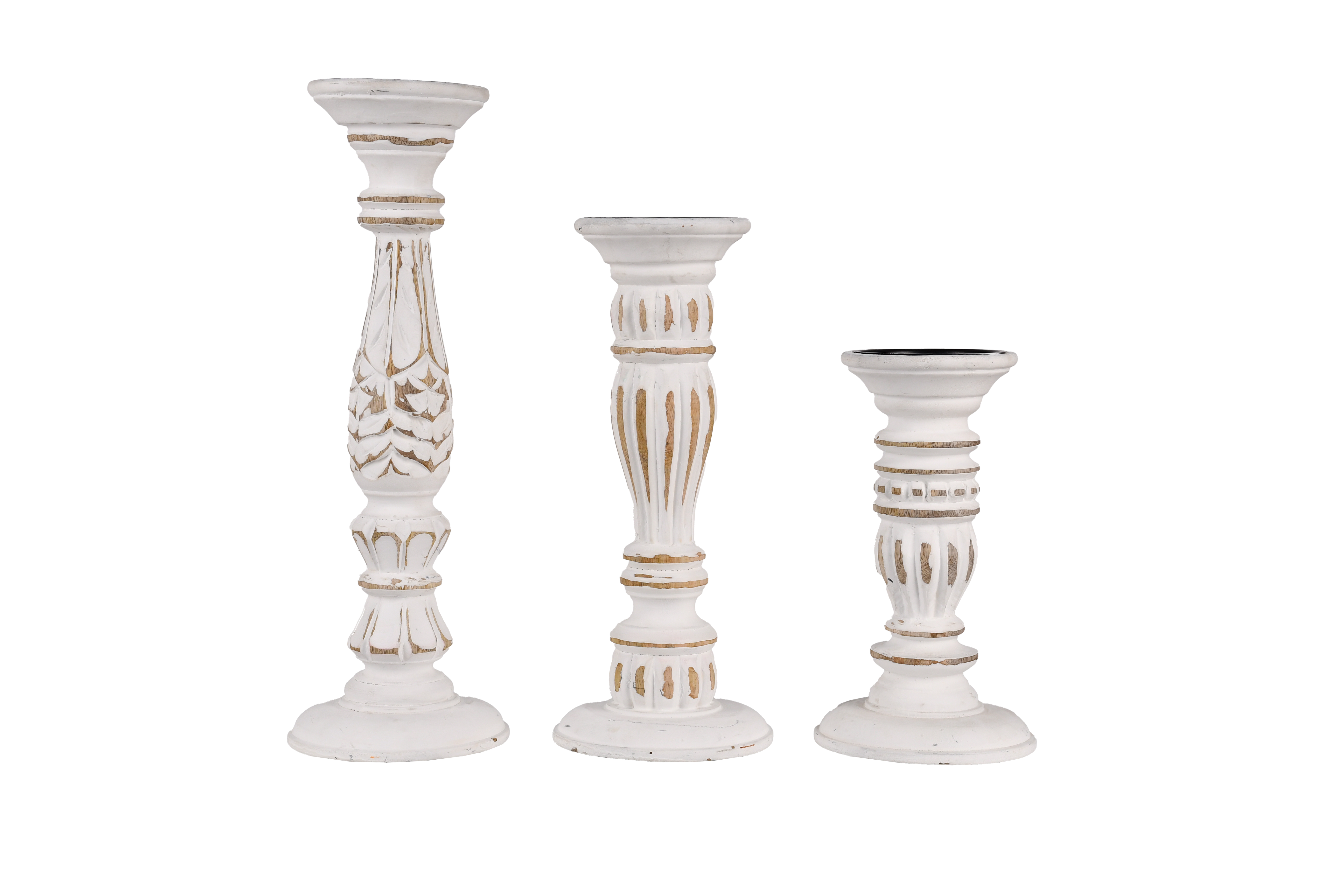 Handcrafted Wooden Candle Holder Stand Set of 3