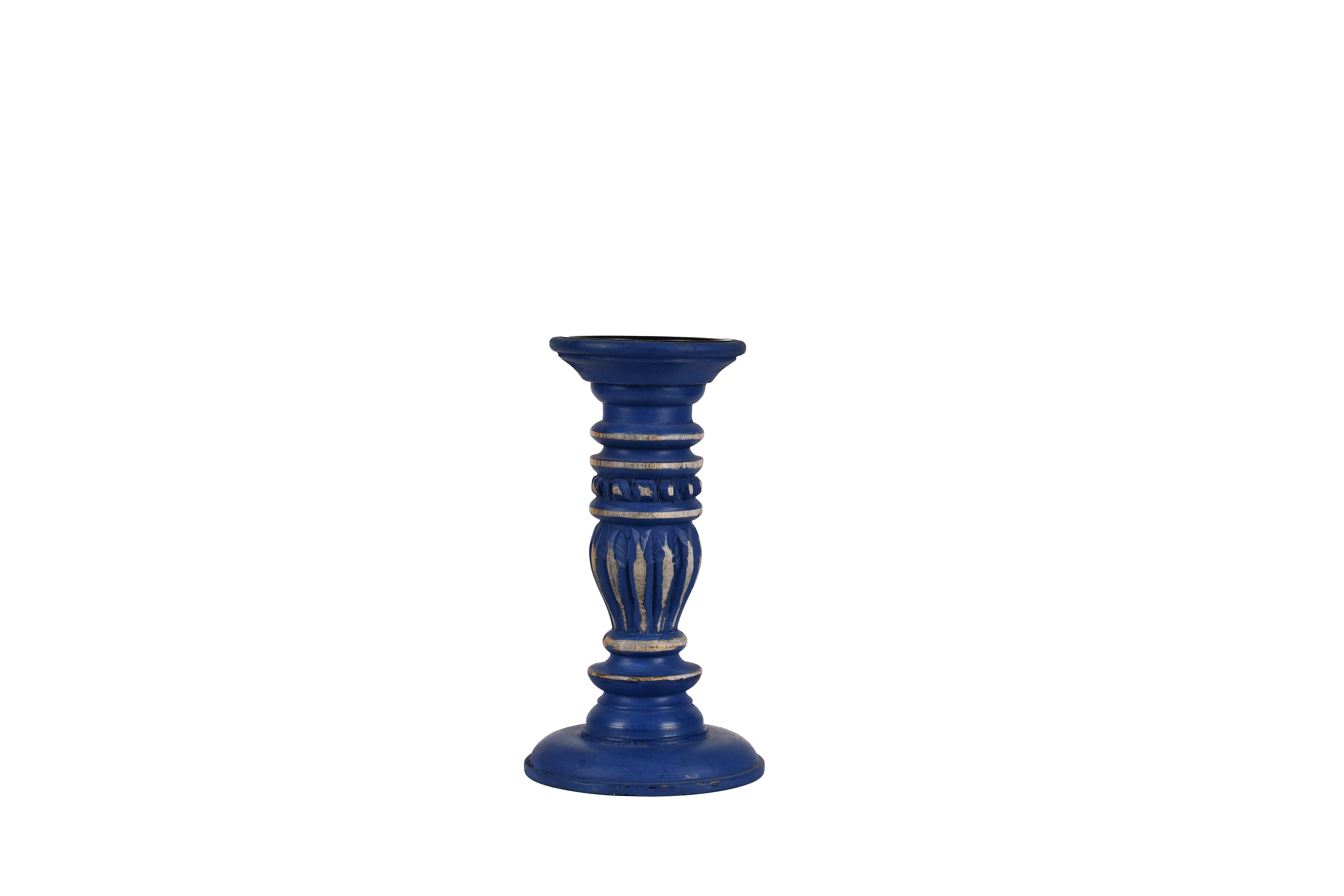 Handcrafted Wooden Candle Holder Stand Set of 3 - Blue