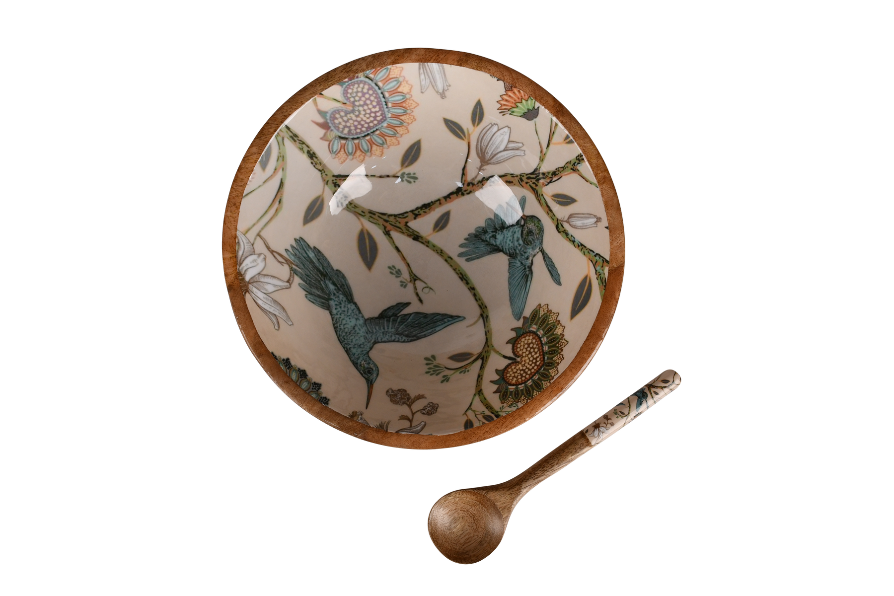 Handmade Mango-wood Big Bowls with Spoon for Kitchen Decor