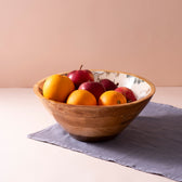 Handmade Mango-wood Big Bowls with Spoon for Kitchen Decor