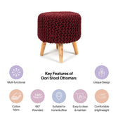 Pouffe Ottoman Dori Stool with Wooden Leg Set of 2 in Vintage Wine