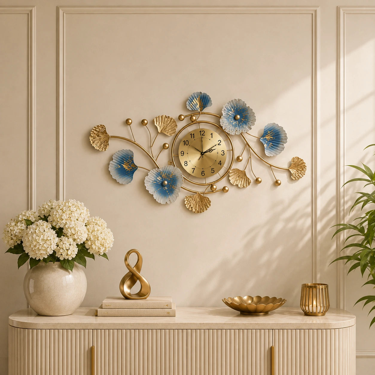 Decorative Floral Metal Wall Clock