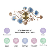 Decorative Floral Metal Wall Clock