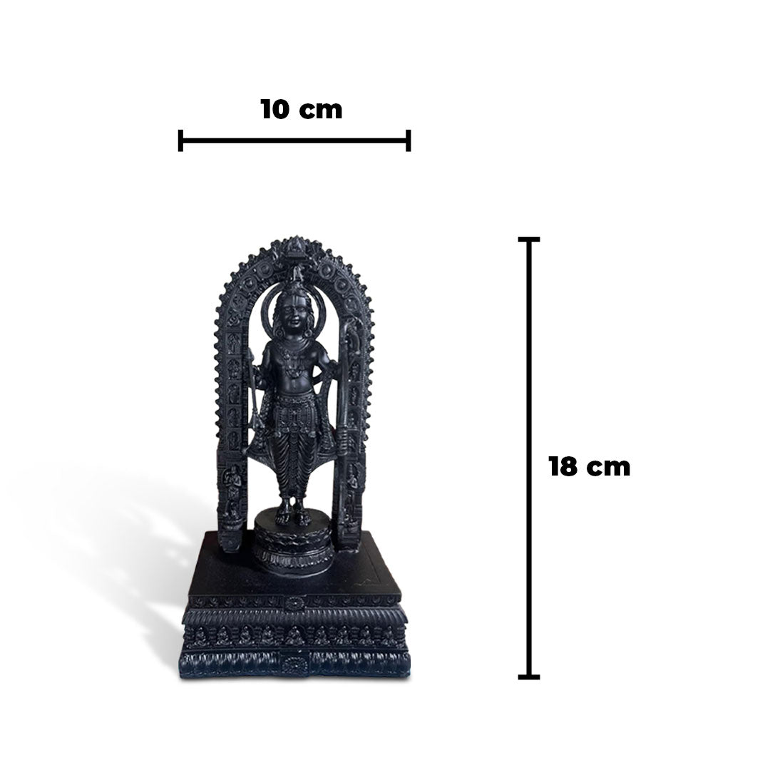 Ram Lalla Idol Miniature Sculpture | Height 7 Inch | Shri Ram Murti, Balak Ram Mandir Ayodhya | Black 3D Printed Poly-Resin Statue for Home