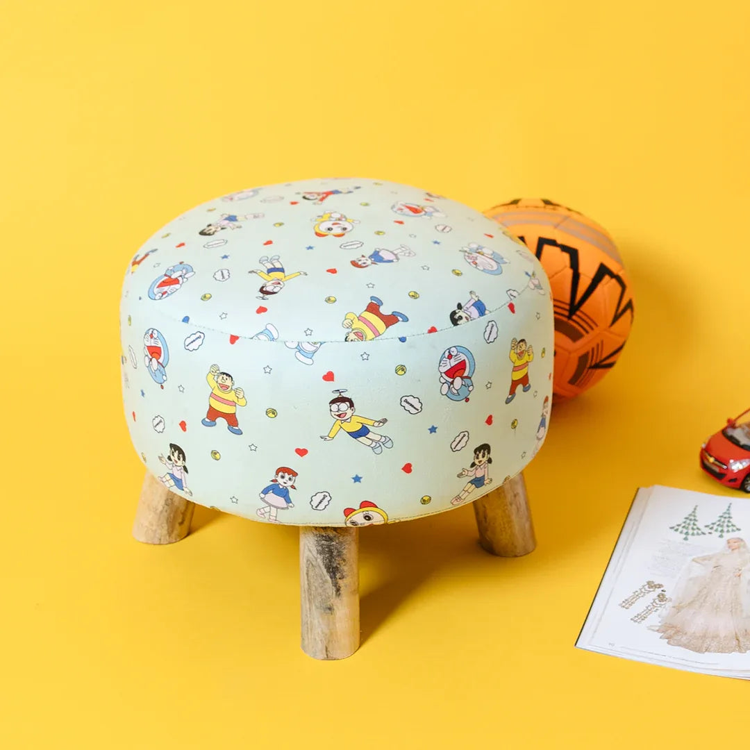 Kids Printed Round Ottoman Stool in Doraemon Edition