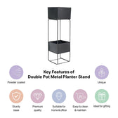 Double Pot Metal Planter Stand Black