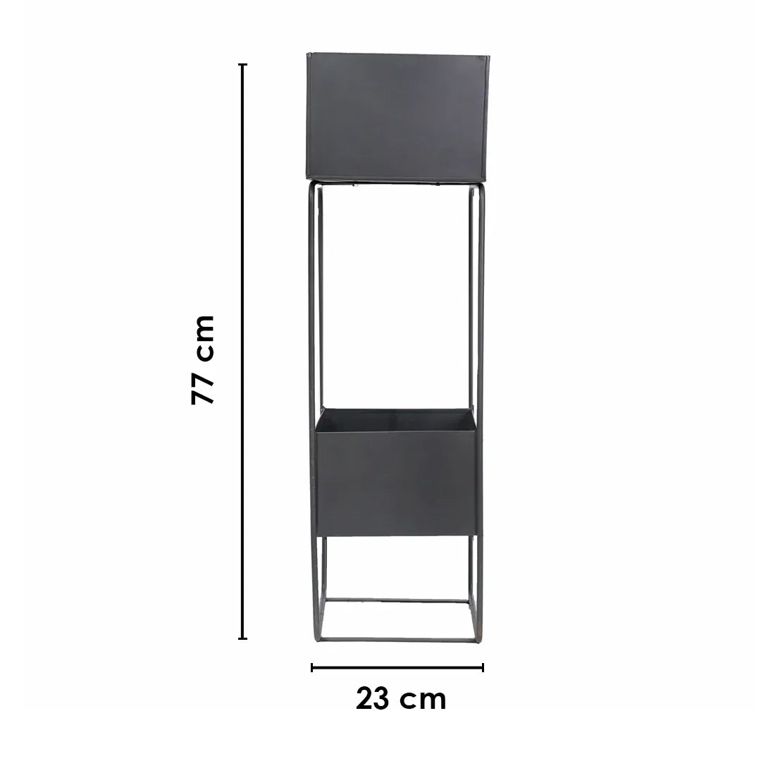 Double Pot Metal Planter Stand Black
