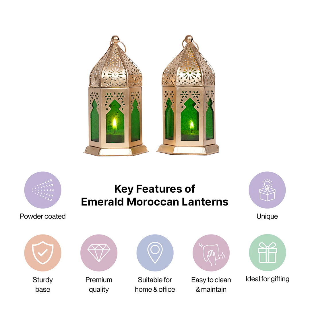 Emerald Moroccan Lanterns Set of 2