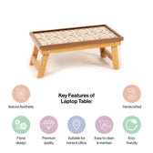 Mango Wood Handmade Fixed Jaipuria Laptop Table with Epoxy Resin