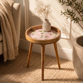 Handcrafted Round Side Table in Dusty Pink for Living Room