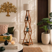 Wooden Italian Floor Lamp with Shade