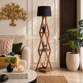 Wooden Italian Floor Lamp with Shade