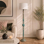 Wooden Floor Lamp with Shades for Living Room – Tall Vintage Standing Lamp