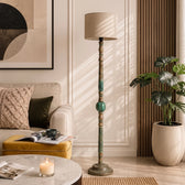 Wooden Floor Lamp with Shades for Living Room – Tall Vintage Standing Lamp