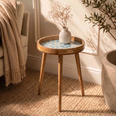 Wooden Side Table in Sunflower Pattern For Living Room & Bedroom