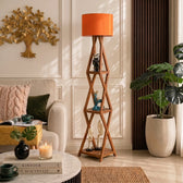 Wooden Italian Floor Lamp with Shade