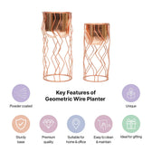 Geometric Wire Copper Planter with Stand Set of 2