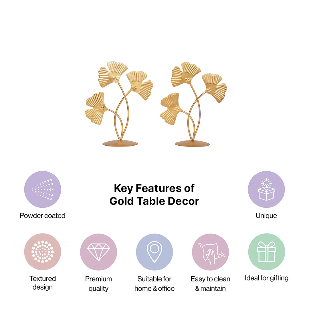 Gold Ginkgo Table Decor Set of 2