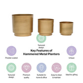 Gold Hammered Metal Planters Set of 3