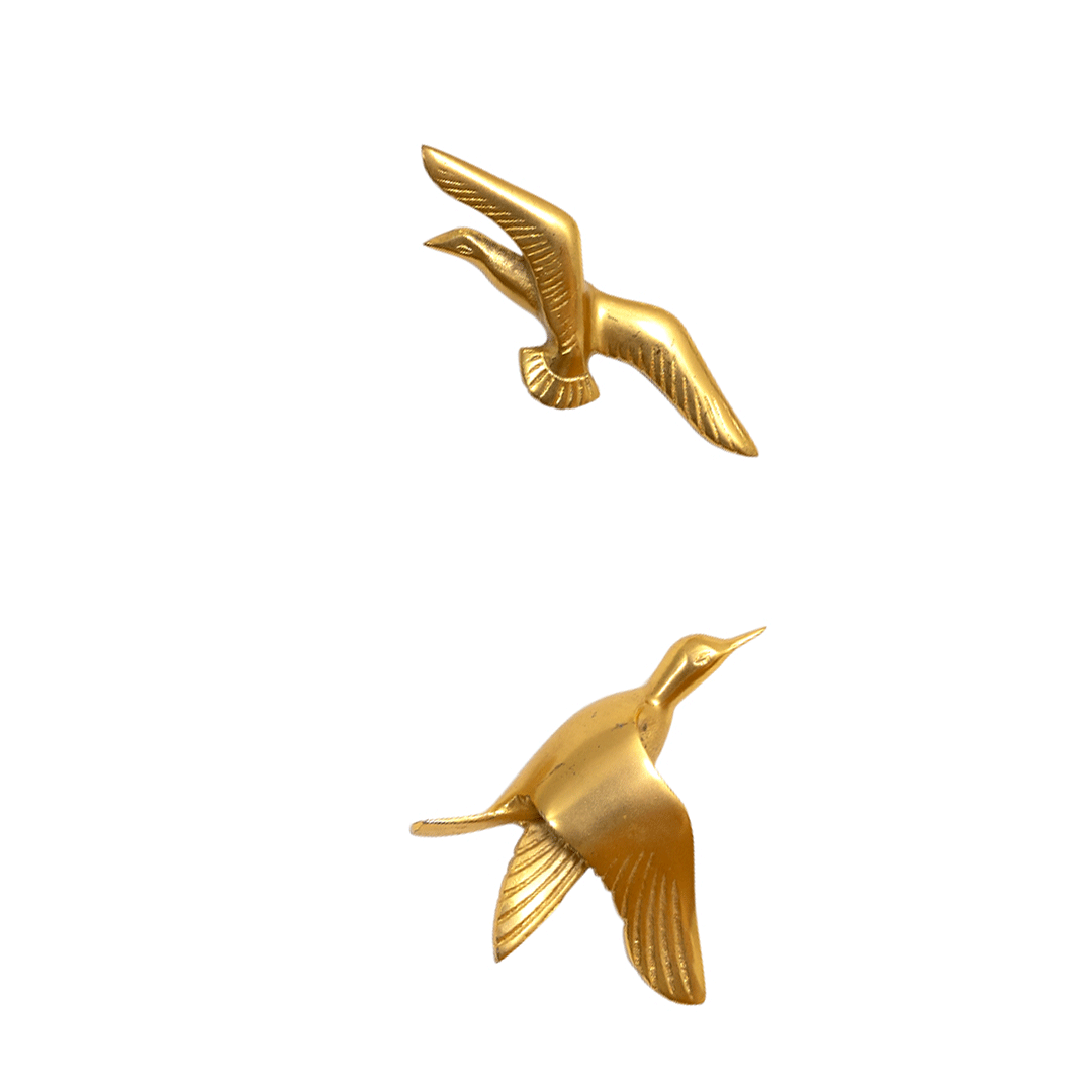 Resin Flying Birds Wall Hanging In Sunlit Aura (Set Of 5)