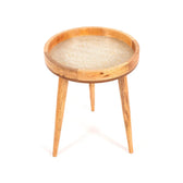 Round Side Tables in White Flower Design for Living Room -  Bedside Table for Drink & Snacks