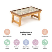 Mango Wood Handmade Fixed Tropical Laptop Table with Epoxy Resin
