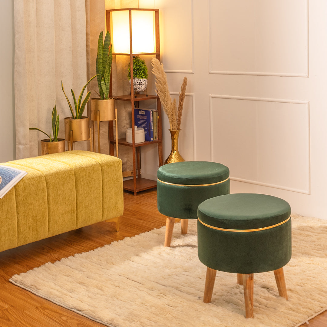 Emerald Green Green Ottoman Stool Emerald Green Velvet Nordic Stool